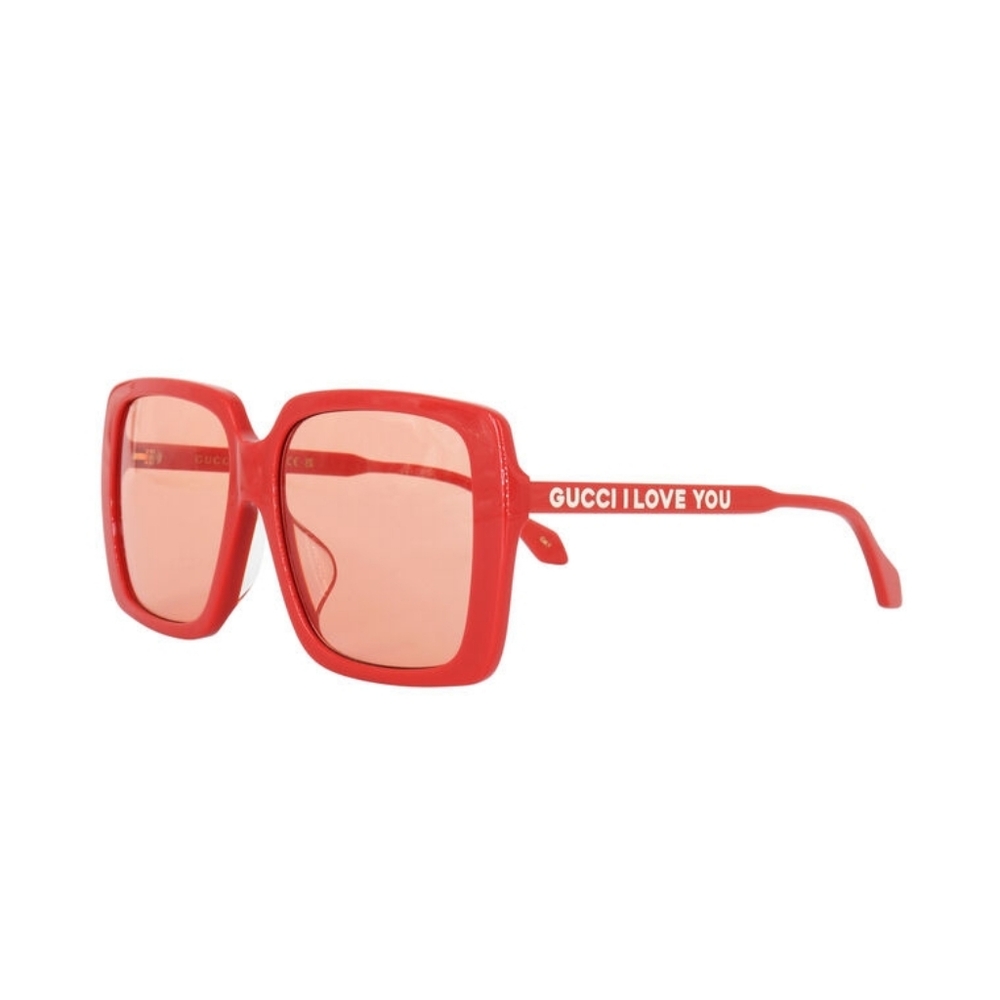 NWT - Gucci Red I Love You Square Sunglasses And Case